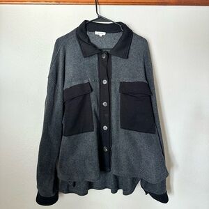 Two-Tone Gray & Black Fleece Shacket